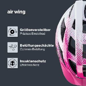 uvex air Wing - Lightweight bicycle helmet for men and women - individual size adjustment - pink-white - 52-57 cm - S413426 (S413426)