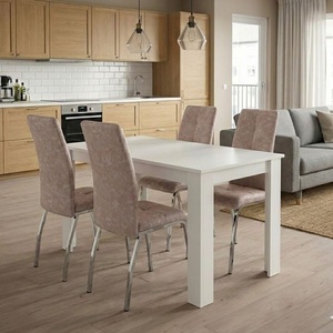 TopMebel Трапезен комплект 5 части Darlen - Alma TopMebel в бял цвят - бежов 125x72x74cm