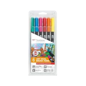 Tombow Маркер Dual Brush Pen 6 цвята