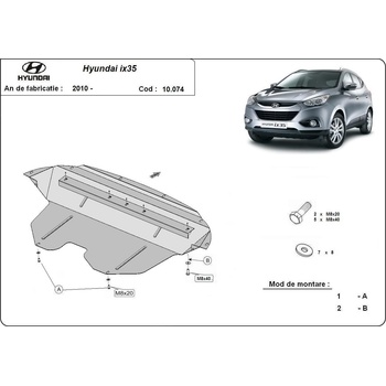Scut Motor - Румъния Метална кора под двигател hyundai ix35 от 2009 до 2015 (73674)