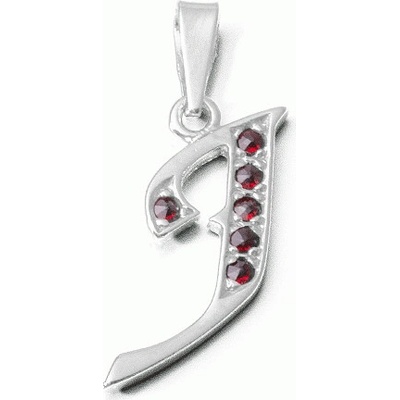 Zlatnictví Zlatíčko Stříbrný přívěsek písmeno J s granáty 970.00013