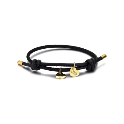 Šperky4U personalizovaný kožený náramek se srdíčky OPA1830-GD