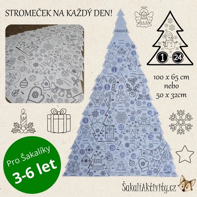 Velký omalovánkový adventní kalendář - vánoční strom Provedení: PDF soubor