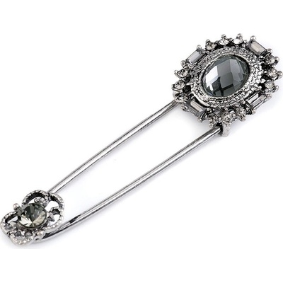 Brož s broušenými kamínky na spínacím špendlíku varianta black diamond