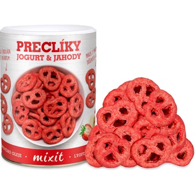 Mixit Preclíky v jogurtové čokoládě s jahodami 250 g