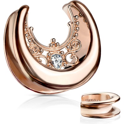 Šperky eshop Plug měděné barvy z oceli zirkonová slzička, ornamenty P02.09