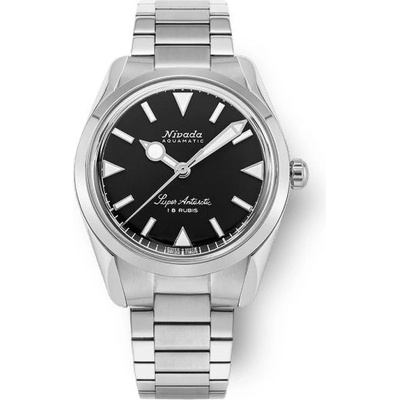 Nivada Grenchen Super Antarctic Black White Luminova Bracelet Flat Link