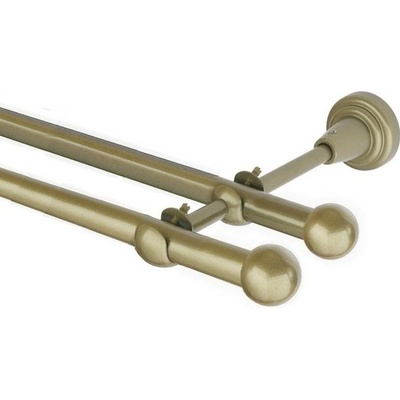 OK-GarnýžeCZ Garnýž kovová dvouřadá 16mm Koule zlatá antik 450 cm do stěny / na tunýlek - bez kroužků