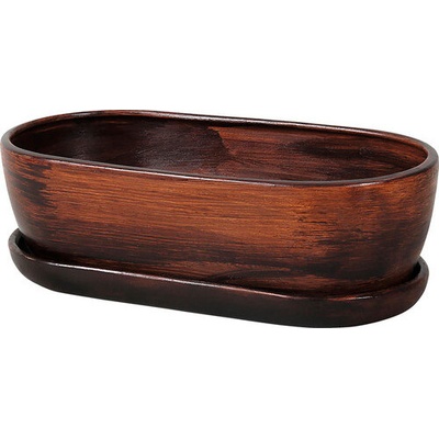 Truhlík s podmiskou KAKTUS WOOD tmavě hnědý 28 cm