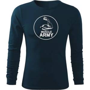 DRAGOWA FIT-T Тениска с дълъг ръкав Muscle Army Biceps, тъмносиня, 160 г/м2 (5618)
