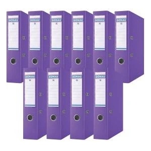 DONAU Premium Wide Folder Pack of 10/DIN A4/7.5 cm/10 Pieces/Purple/Plastic Cover PP/Carton Paper Slot Folder Office Folder File Ring Binder/Green Dot - 3975001PL-23