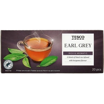 Tesco Earl grey čierny čaj aromatizovaný porciovaný 20 x 1,75 g
