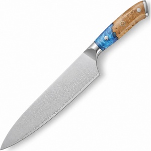 MAKAN Дамаски кухненски нож ZI-42076 - Chef / Син / Кафяв KP42076