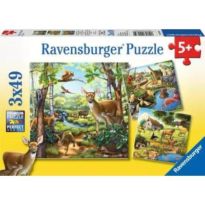 Ravensburger - Puzzle Animals in the countryside, in the zoo and in the forest - 40 - 99 piese
