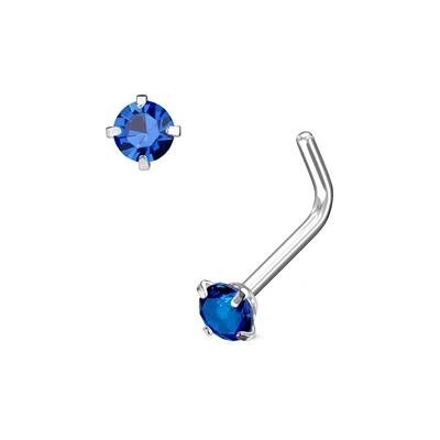 Šperky4U Zahnutý piercing do nosu, kamínek 3mm N0066-A