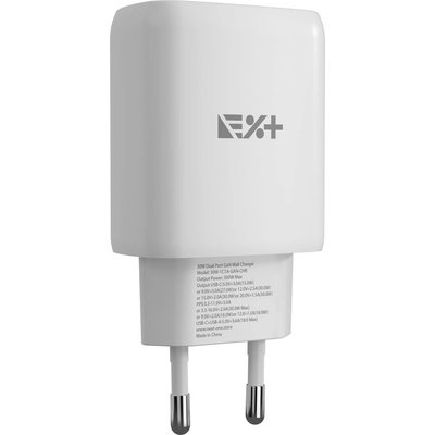 Next One 30W Dual Port GaN Wall Charger | 1 USB-A & 1 USB-C (K-30W-1C1A-GAN-CHR)