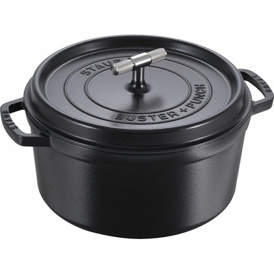 Staub Liatinový hrniec s pokrievkou La Cocotte Buster + Punch 28 cm / 6,7 l, čierna 1029896