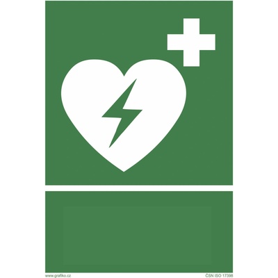 Grafiko | Defibrilátor - Text obrázku (tabulka s vlastním textem), Materiál Hliník, Rozměr 297x210mm