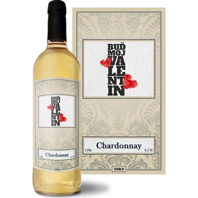 Sablio Buď môj Valentín 2 Chardonnay biele suché víno 12 % 0,75 l (čistá fľaša)