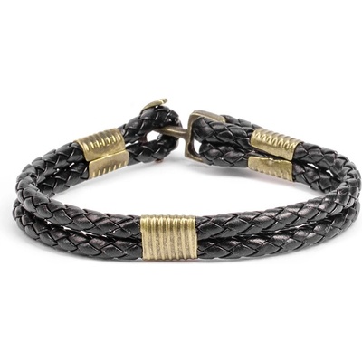 Base Мъжка кожена гривна - Черна 20230901025 (406176_Черно)