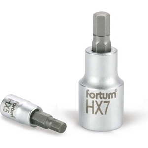Fortum накрайник, имбус, 1/2", 61CrV5/S2, матов хром; 7 мм (HX7), 55 мм, FORTUM