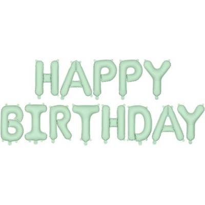 Party Deco Фолиев Балон Надпис Happy Birthday, светло зелен (FB6T-012)