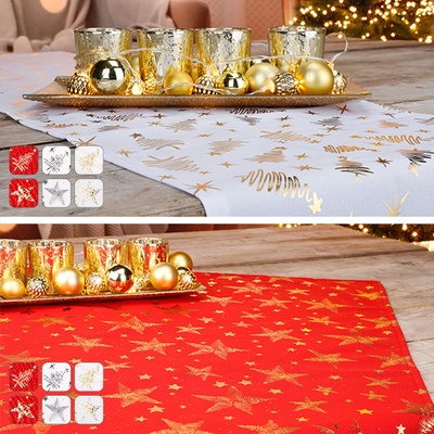 Haushalt International Vianočný obrus 80x80cm HI-54741/B Dizajn Stromček zlatý Farba Biela HI-54741/B