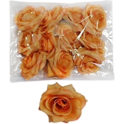 Růže hlava polyester 12ks/8cm broskev