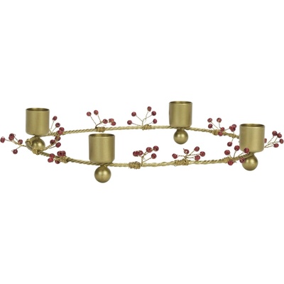MADAM STOLTZ Adventní svícen Antique Brass/Beads Ø 25 cm