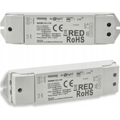 Stmívač LED pásků rf mono 12v 24v 15a wave controller EC61309