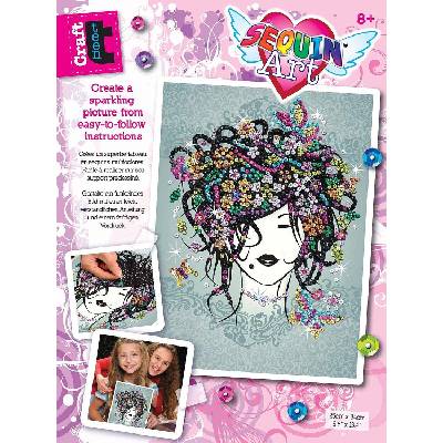 KSG Crafts Творчески комплект KSG Crafts - Изкуство с пайети, Момиче с цветя (1719)