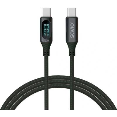 Savio CL-174 USB 2.0, USB C vidlice,z obou stran, 1m, černý