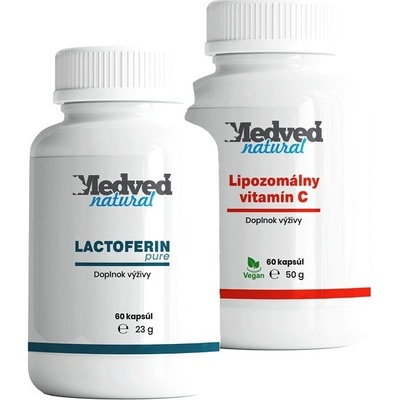 Medveď Natural Lactoferin Pure 60 kapsúl + Medveď Natural Lipozomálny Vitamín C 60 kapsúl
