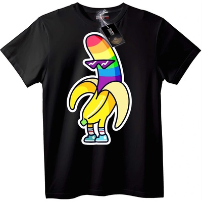 NOONEBRAND Тениска Дъгов банан - 6XL, Black