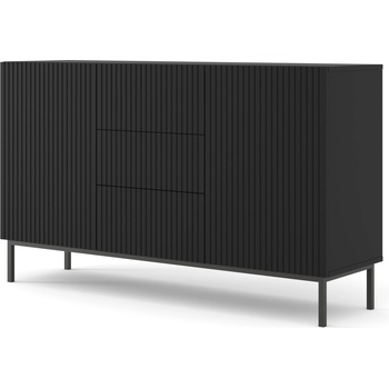 BIM Furniture Комод Ravenna B 150 2D3S фрезован фолиран MDF, черно (RAVENNACAB150BMBLF)