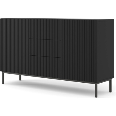 BIM Furniture Комод Ravenna B 150 2D3S фрезован фолиран MDF, черно (RAVENNACAB150BMBLF)