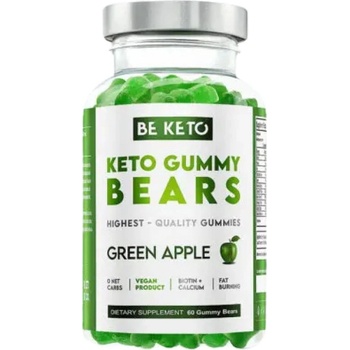 BeKeto Keto Gummy Bears | with Garcinia & Green Coffee [60 желирани бонбони] Зелена ябълка