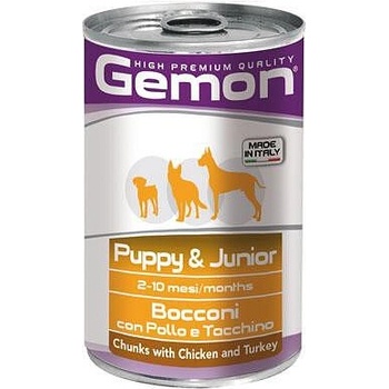 Gemon Puppy and Junior Chicken and Turkey - Консерва хапки с Пиле и пуйка за подрастващи кученца на възраст от 2 до 10 месеца - 400гр