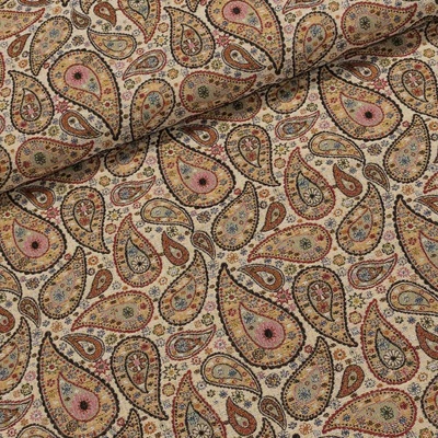 Směsové plátno (gobelín) TEMATIK HINDU 10 kašmírový vzor, béžová, š.140cm (látka v metráži)