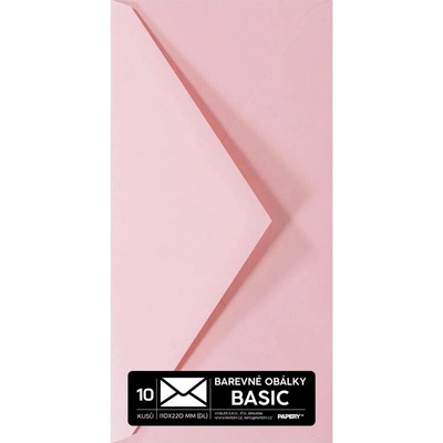 Obálky BASIC 10 KS (DL) 110x220 mm pastelová sv. růžová