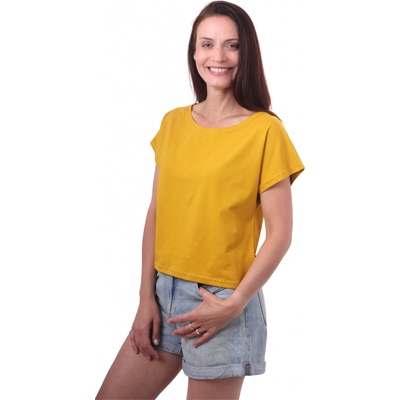 Crop top tričko Edita fľaškovo zelené