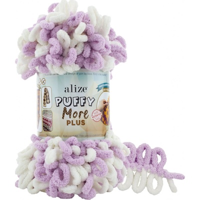 Alize příze Puffy More Plus 8003 smetanová, pastelově fialová