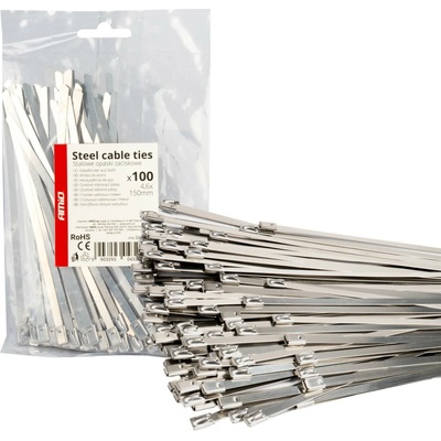 Amio 04320 Nerezové sťahovacie pásky 4,6 x 150 mm 100 ks