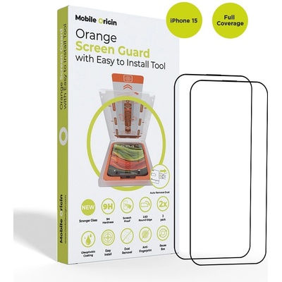 Mobile Origin Orange Screen Guard iPhone 15 2ks s aplikátorem SGA-F-i15-2pk