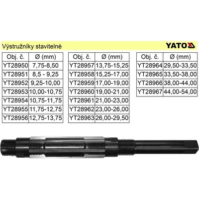 Výstružník nastavitelný HSS - 26 - 29,5mm2 - délka 245mm YATO
