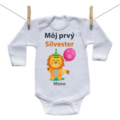 Boodyy Body s dlhým rukávom Môj prvý Silvester s levíkom a menom dieťatka