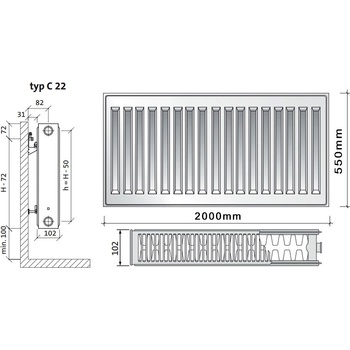 Purmo C22 550 x 2000