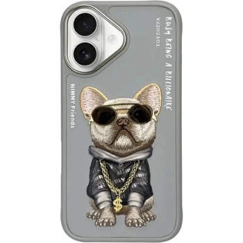 Nimmy Калъф Nimmy Glasses Cool Dog за iPhone 16 - сив (6971080319303)