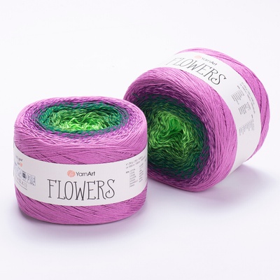 Yarn Art příze Flowers 313 světle zelená, zelená, fialová