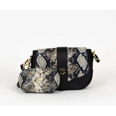 Bagger dámska kožená kabelka 2in1 s malou taštičkou do ruky/crossbody čierno bežová 0151 007